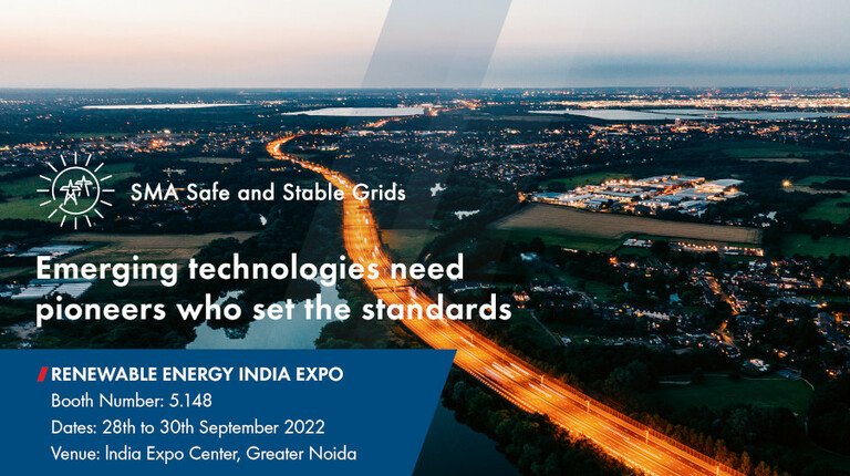 SMA to showcase its Technological Innovations for Energy storage with Grid Forming Capability at Renewable Energy India Expo 2022